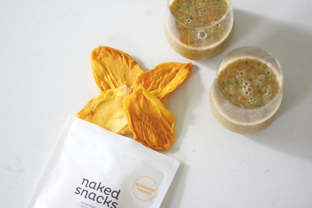 Naked snacks snack bag with sunshine mango, which are dried mangos
