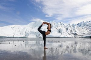 Cam Lee, yogi, doing yoga in Alaska