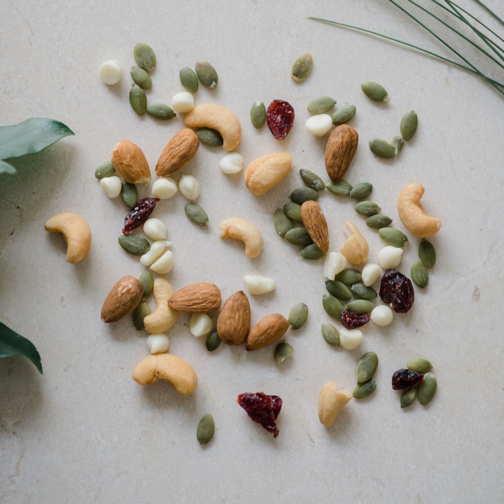 Naked Snacks wholesome yogi, mix of cashews, pumpkin seeds, yoghurt chips, cranberries, almonds