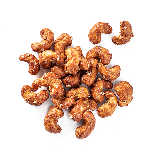 sunday cashews snack mix made of roasted cashews, tamari sauce and sesame seeds